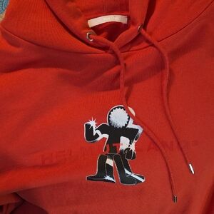 Helmut Lang Red Hoodie with Graphic Design